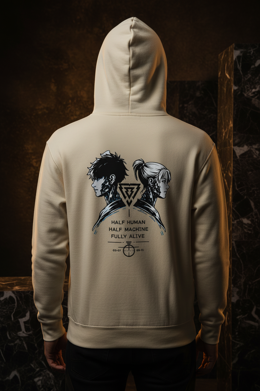 Bone hoodie back model mockup