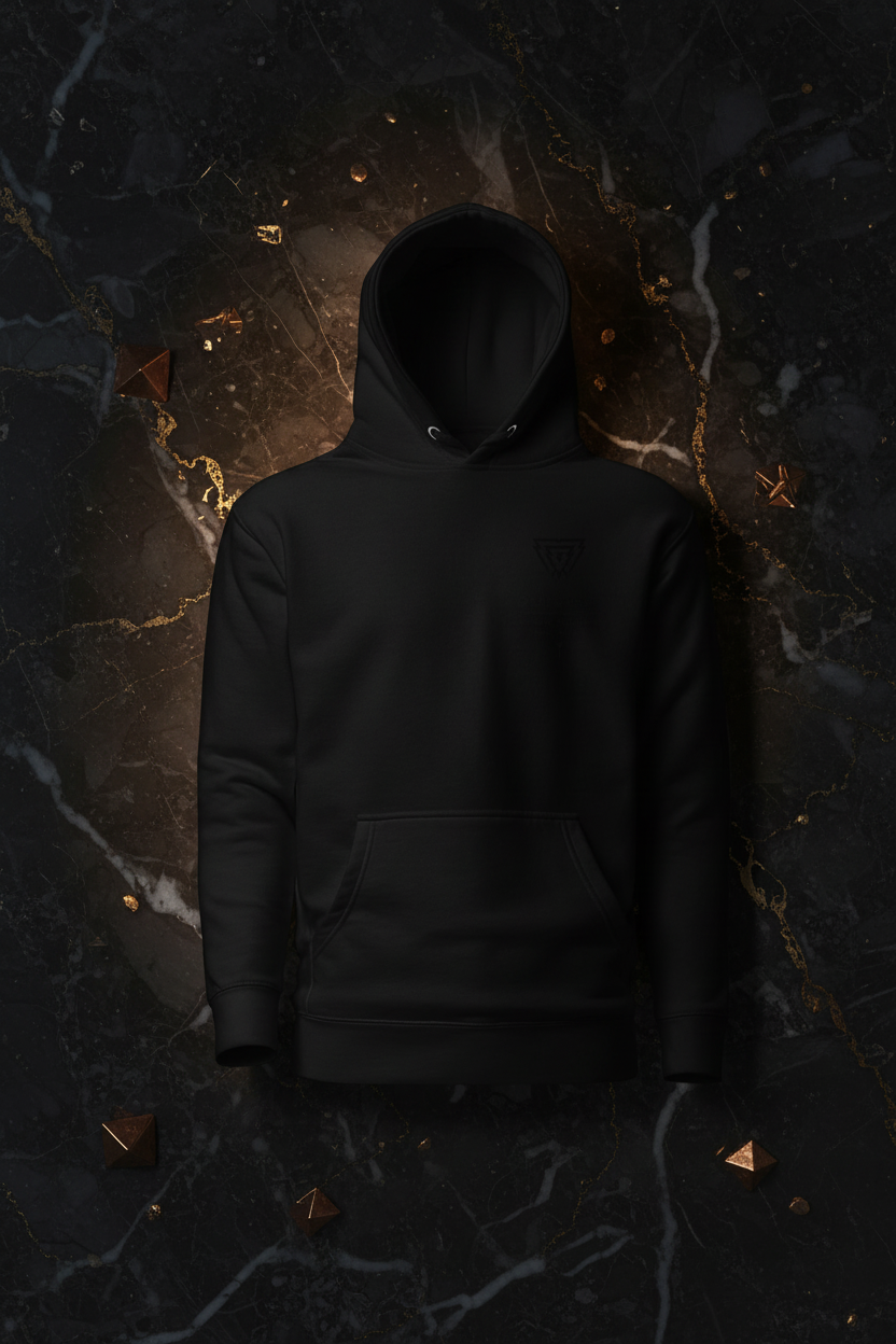 Black hoodie dark marble flat mockup