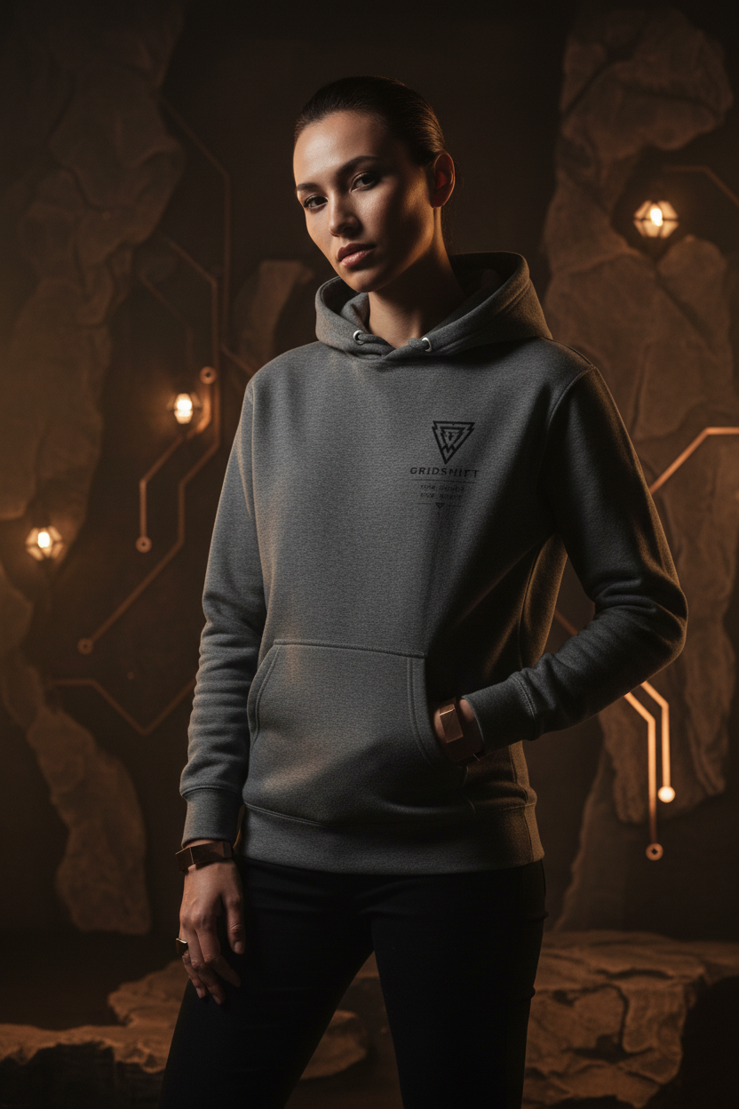 Charcoal heather hoodie model front mockup